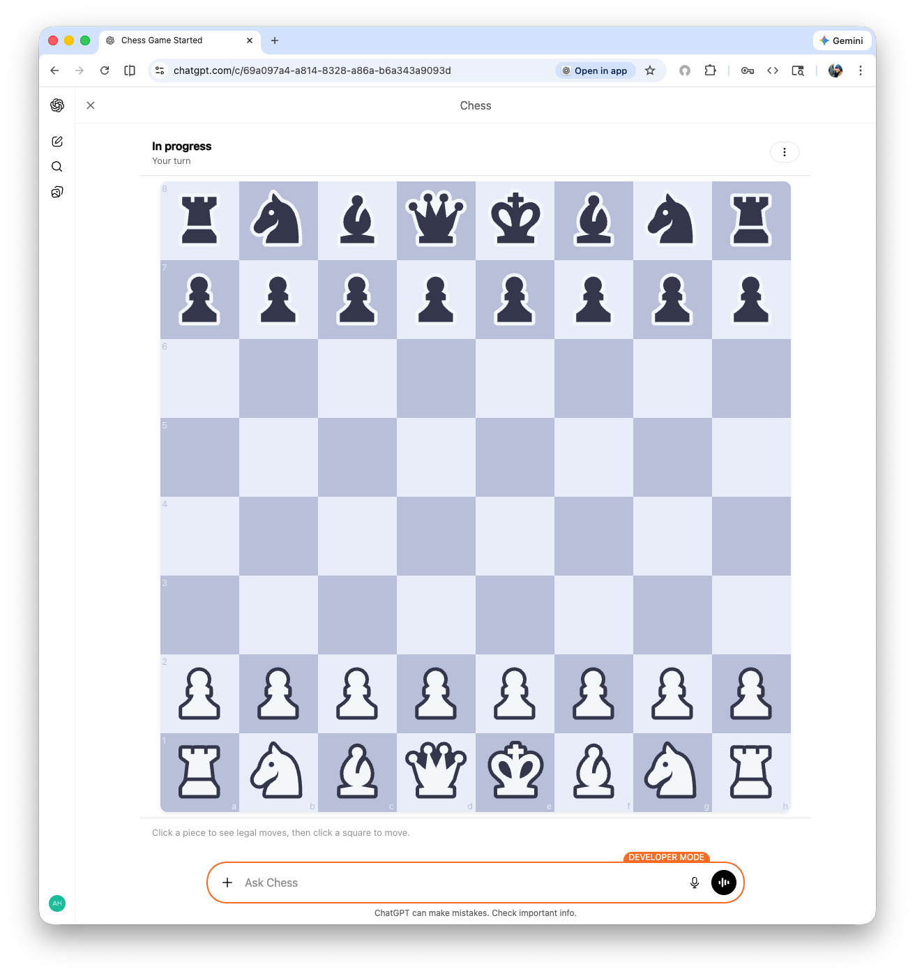 Chessy — chess game inside ChatGPT
